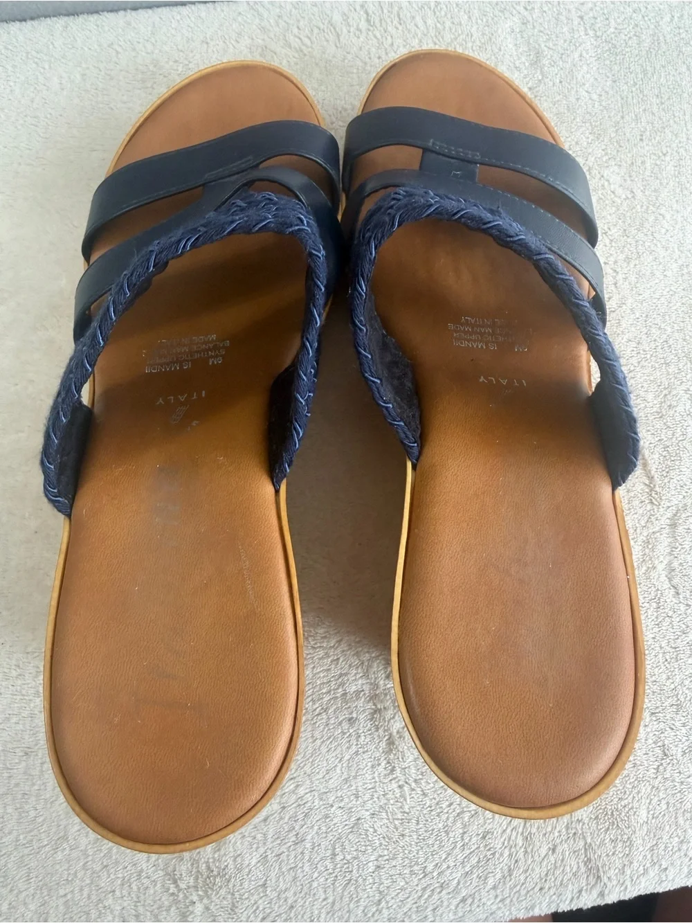 Italiana by Italian Shoemakers Platform Sandals Mandii 9M Women's Navy